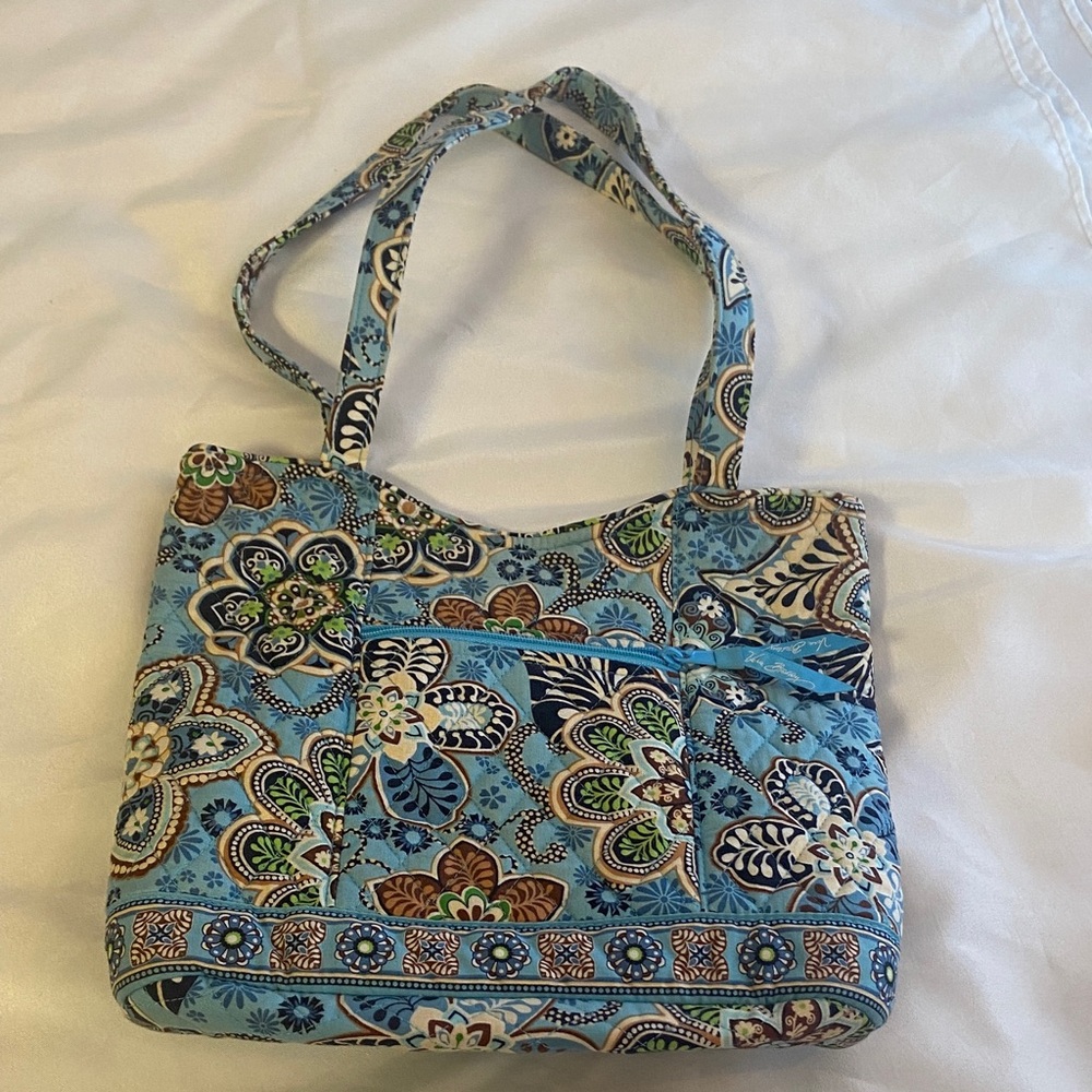 Vera Bradley Blue and Brown Floral Shoulder Bag